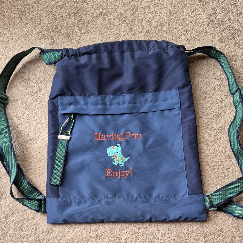 Thirty-One Navy Blue Backpack with Green Accents